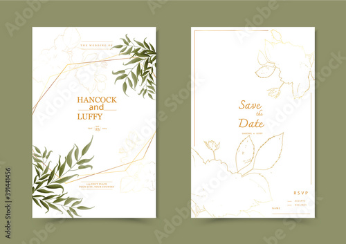  Beautiful background with watercolor floral wedding invitation card template.