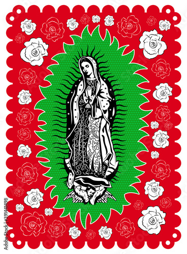 Virgin of Guadalupe poster style vector illustration.