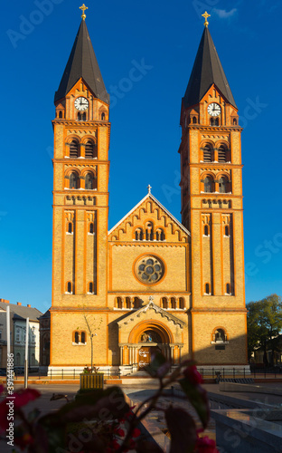 Cathedral in Nyiregyhaza is religion landmark of Hungary outdoor.