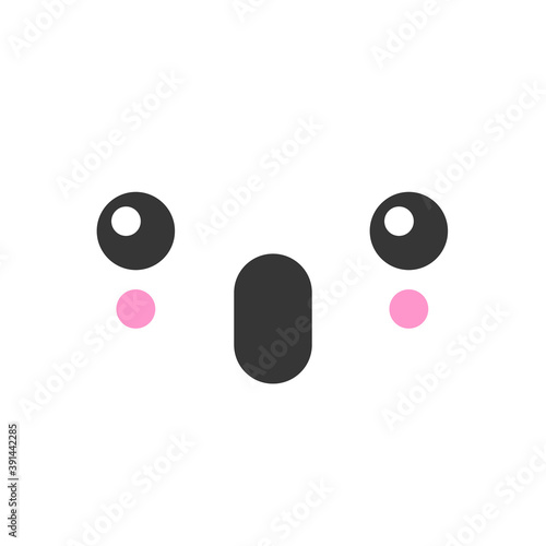 Surprised kawaii cute emotion face, emoticon vector icon. Characters and emoji cartoon design