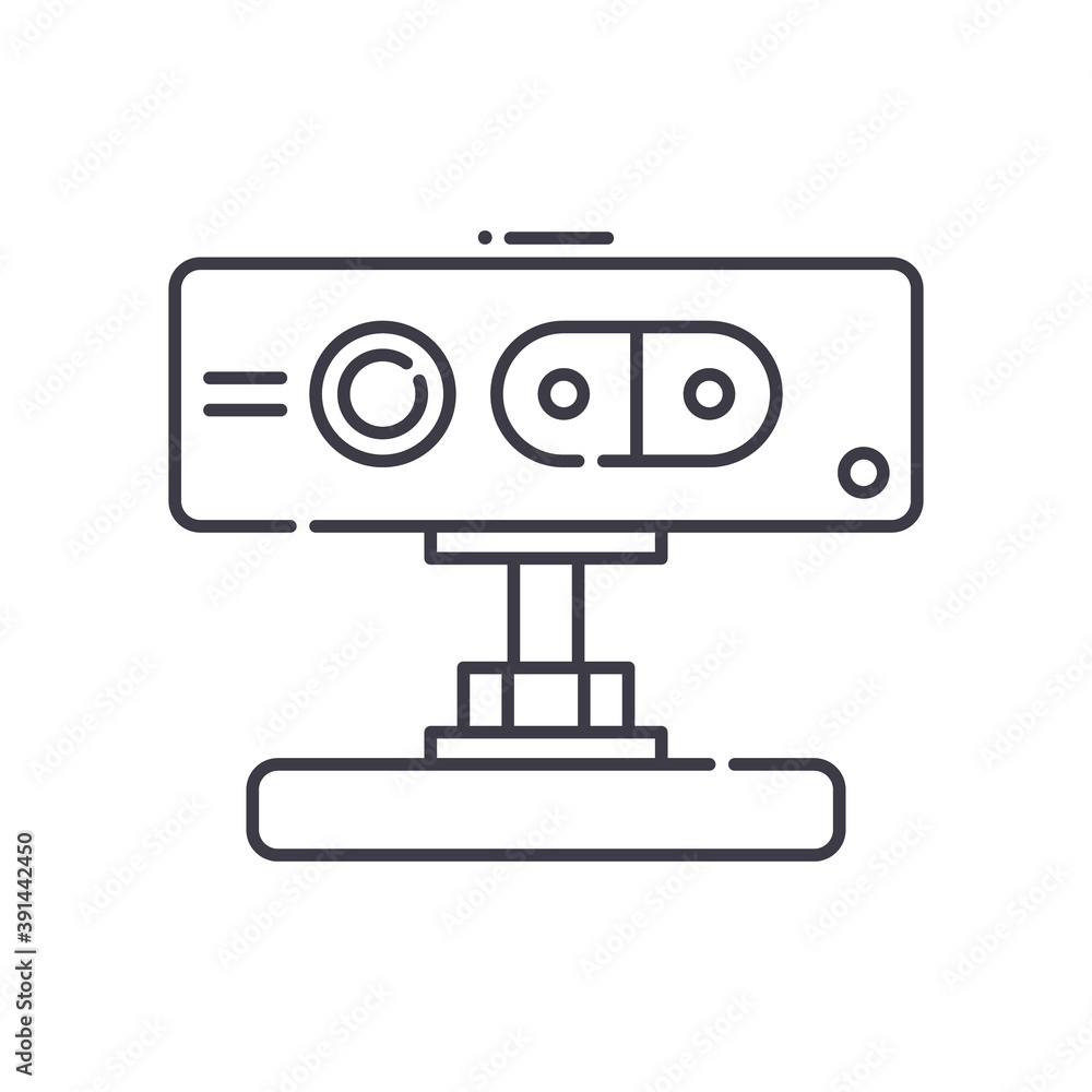 Fototapeta premium 3d sensor icon, linear isolated illustration, thin line vector, web design sign, outline concept symbol with editable stroke on white background.