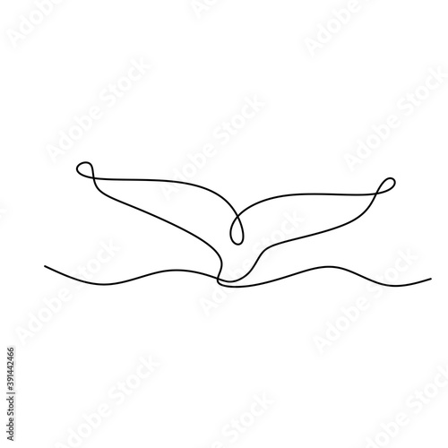 Whale's tail one line drawi...