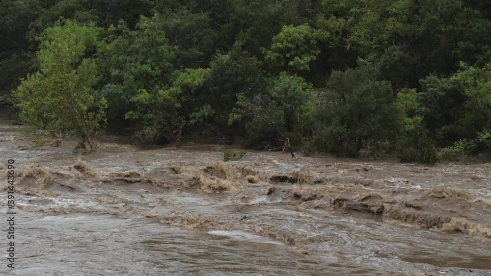 Cevenol storms, canyon of Herault, Occitanie, France. The river Herault and floods during the cevenol storms in September 2020 Cevenol storms, canyon of Herault, Occitanie, France. The river Herault and floods during the cevenol storms in September 2020