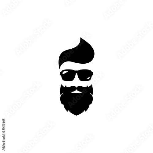 Silhouette of man's head with moustache and beard in hipster glasses.