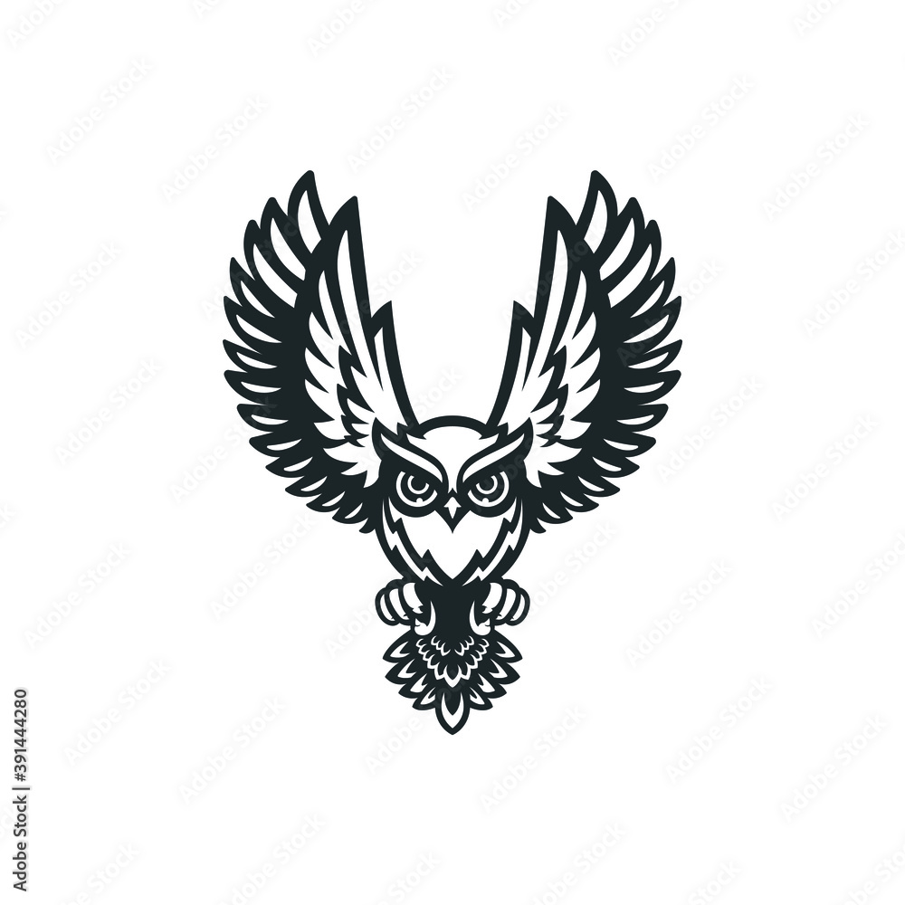 Obraz premium flying owl sports logo mascot