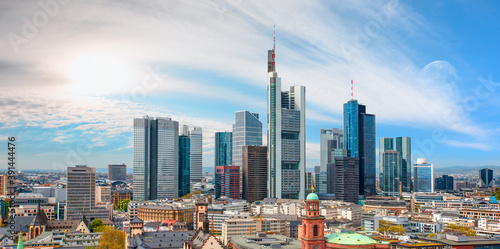 Skyline of Frankfurt at sunset -Frankfurt, Germany - Frankfurt is financial center of the Germany