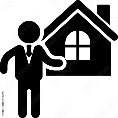 
House and a person, concept of house owner or property consultant,
