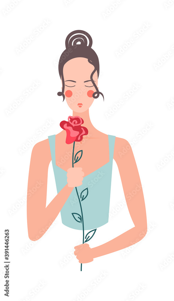 Woman Sniffing Flower Composition Woman Sniffing Flower Composition