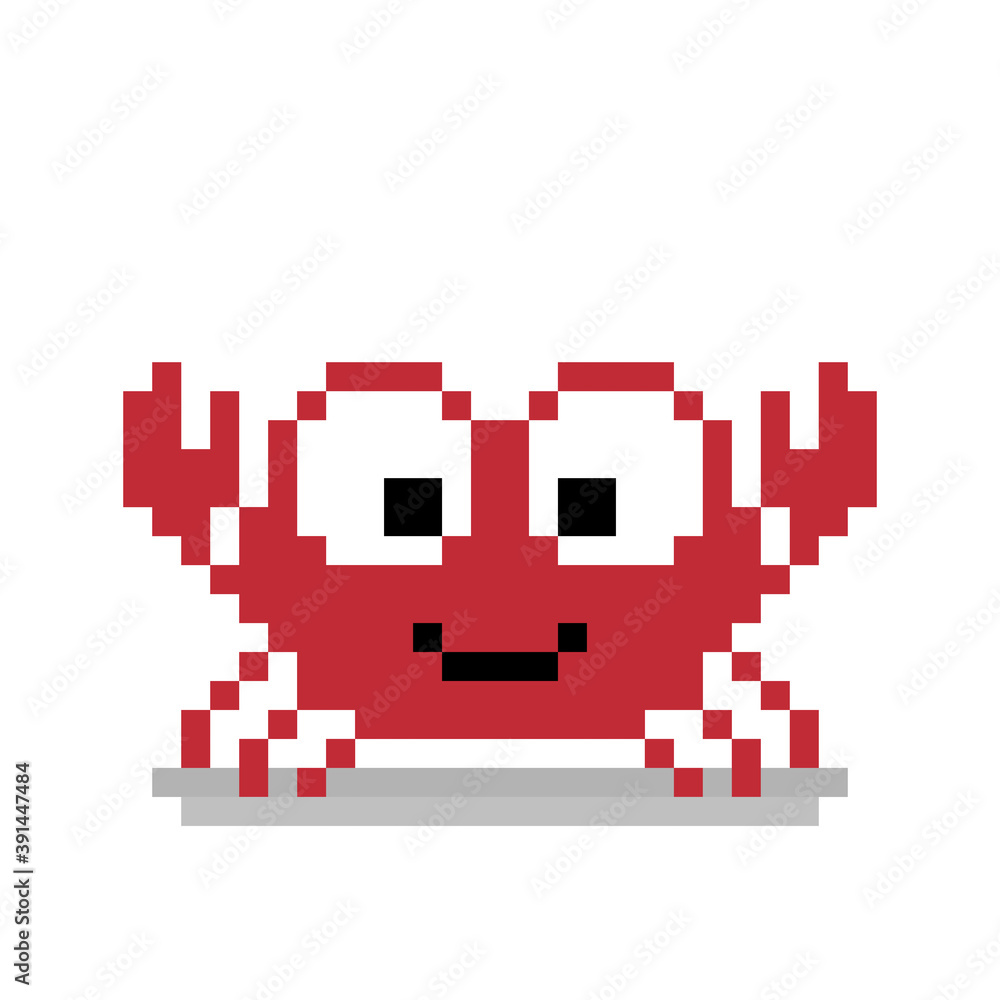 Pixel crab image. Vector illustration of cross stitch pattern.