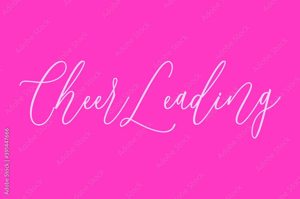 Cheer Leading Cursive Typography Light Pink Color Text On Dork Pink Background 