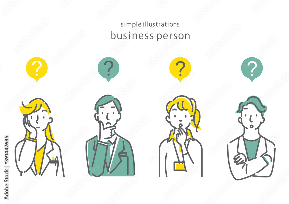 ビジネスパーソンのシンプルイラスト　シンプルな線画