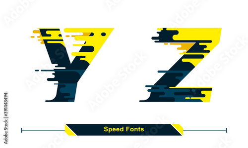 Alphabet Typography Font Color speed modern style in a set YZ