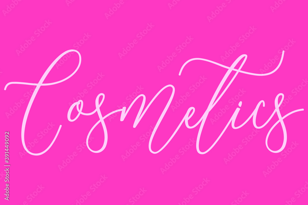 Cosmetics Cursive Typography White Color Text On Dork Pink Background  