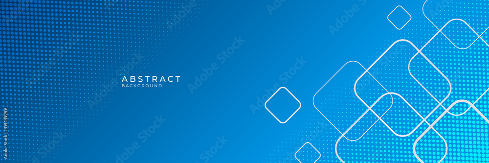 Minimal geometric background. Dynamic blue shapes composition with white lines. Abstract background modern hipster futuristic graphic. Vector abstract background texture design, bright poster, banner
