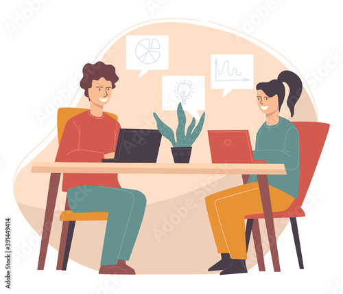 Business meeting of partners or colleagues at work