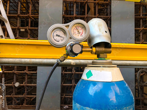 Photography Argon welding gas cylinder with pressure gauge