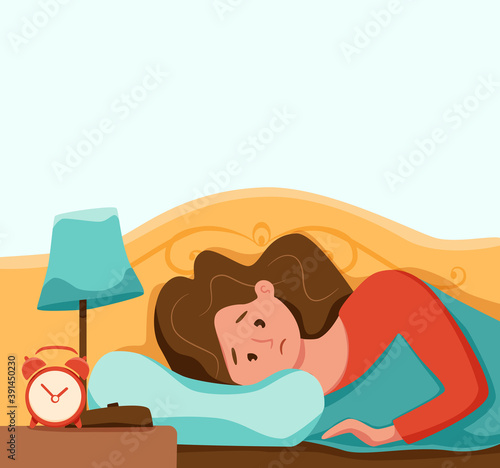 Sleepy awake child in bed suffers from insomnia