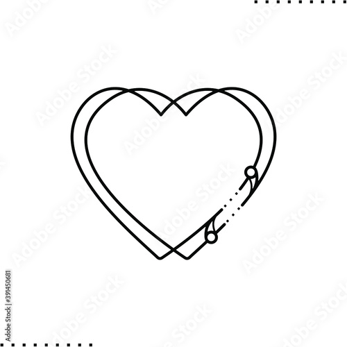 Two hearts, tender sentiment vector icon in outlines