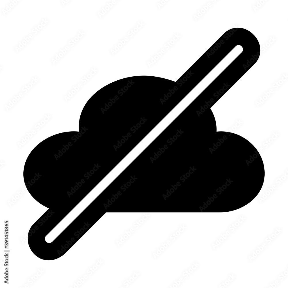 Cloud Offline icon vector illustration in solid style for any projects Cloud Offline icon vector illustration in solid style for any projects