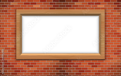 wooden frame on the red brick wall