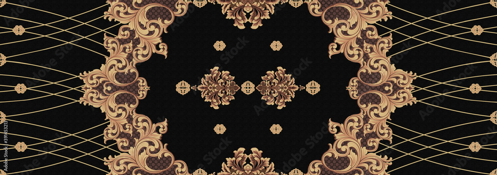 Fototapeta premium Decorated with elegant and luxurious patterns. Rococo, Baroque style, retro elements, invitation cards, textiles, wrapping paper and fabric design.