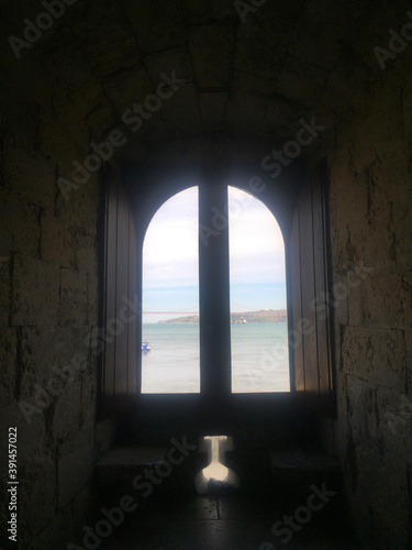 the Tower of Belem near the Tagus river in Lisbon Portugal