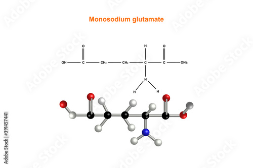 molecular structure of monosodium glutamate vector design illustration