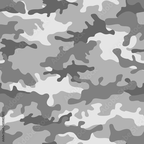 Camouflage grey seamless pattern. Military texture. Print