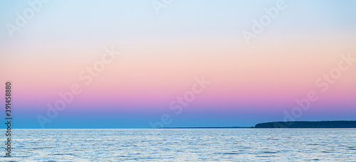 sky after sunset  gradient pink  purple sky colors  beautiful sky  coastline on the horizon