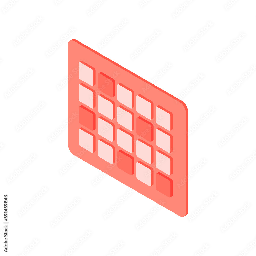 Icon of red calendar on white background