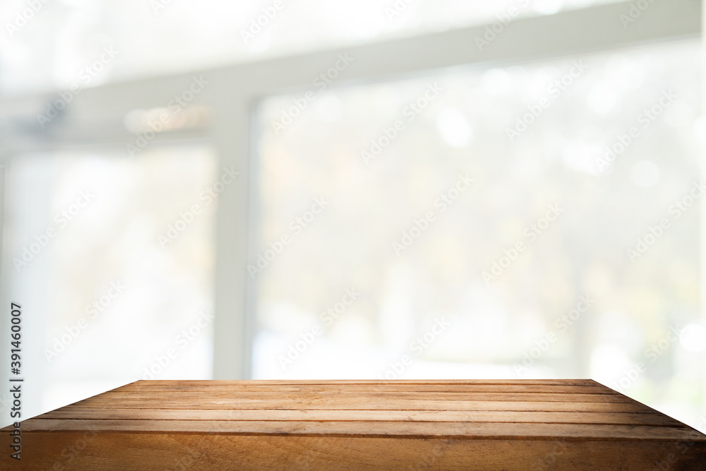 table and blur background, Empty wooden rack, shelf surface over blurred white bokeh background in restaurant, Wooden table top for, banner for product display in store, mock up table and blur background, Empty wooden rack, shelf surface over blurred white bokeh background in restaurant, Wooden table top for, banner for product display in store, mock up