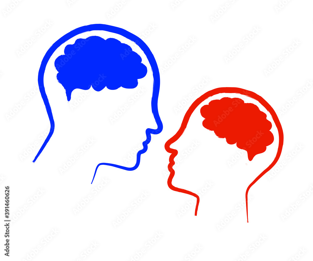 Man's brain and woman's brain on a white background. Symbol. Vector illustration. Man's brain and woman's brain on a white background. Symbol. Vector illustration.