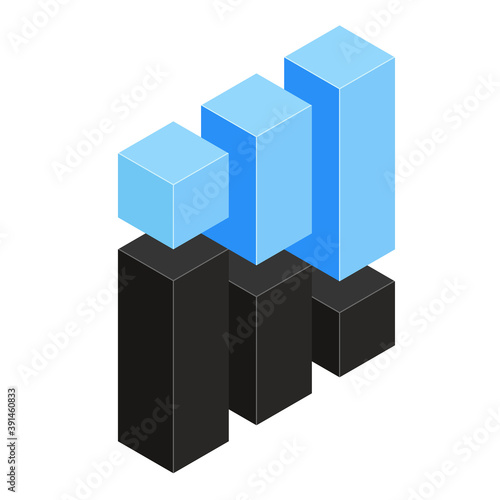 Corporate logo concept. Colored black and blue isometric blocks