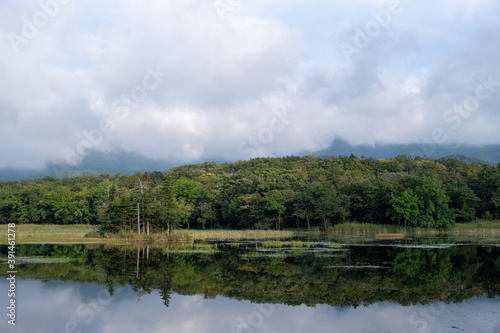 View of forest reflecting in one of Shiretoko Five Lakes