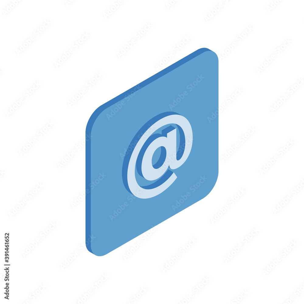 Dog email symbol isometric icon. Blue web informational address for network services. Dog email symbol isometric icon. Blue web informational address for network services.