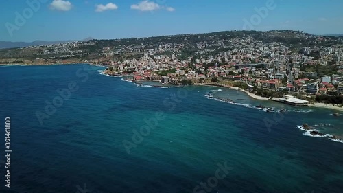 Wallpaper Mural Coastal Town of Chania on Island of Crete, Greece. Aerial Panning View Torontodigital.ca