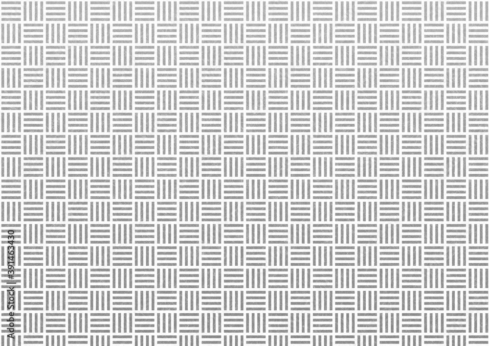和紙に描かれたシルバーの算木崩し模様、日本の伝統模様素材 和紙に描かれたシルバーの算木崩し模様、日本の伝統模様素材