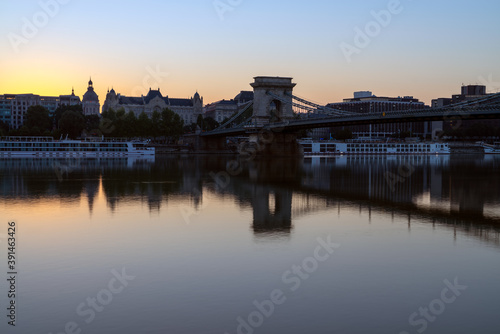 Morning View of Budapest Chain Bridge