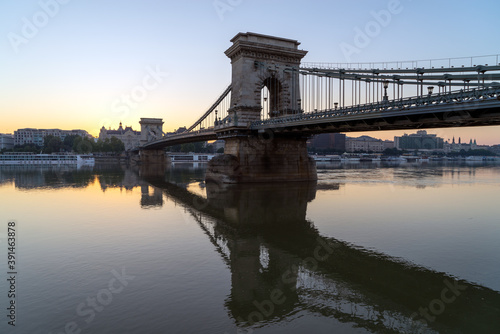 Morning View of Budapest Chain Bridge