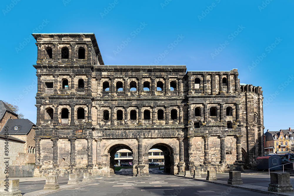 old roman gate porta nigra in Trier, the symbol of the ancient town