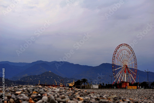 Beautiful landscape with a Ferris wheel located in the city of Batumi
