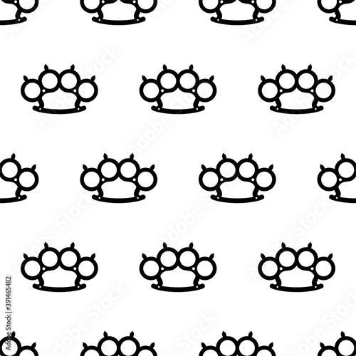 Brass Knuckles Icon Seamless Pattern, Fist Weapon Icon