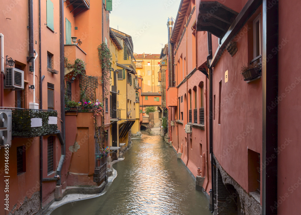 View from Via Piella of the Finestrella on the Canale delle Moline, one of the city's underground canals.
