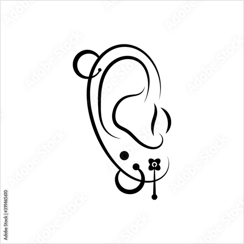 Ear Piercing Icon, Creating An Opening To Wear Jewelry In Ear