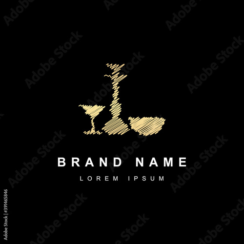 Golden and black hookah lounge logo