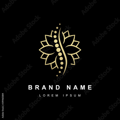 chiropractic logo spine spinal care with mandala, lotus flower. vector icon illustration