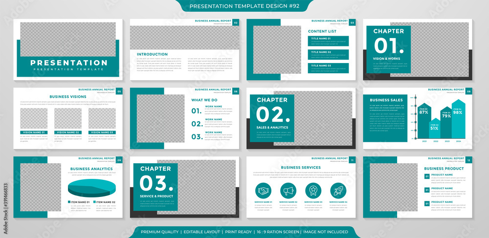minimalist presentation template layout with clean style and minimalist layout use for annual report and business proposal