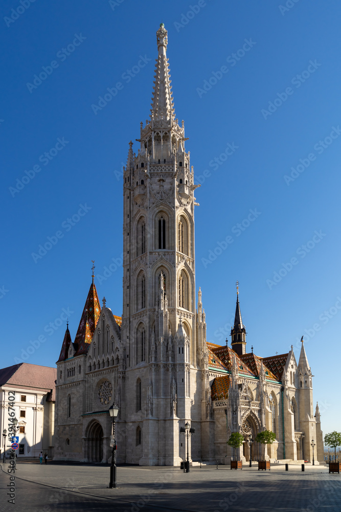 Matthias Church - Matyas Templom - at sunny day in historic center of Budapest, Hungary