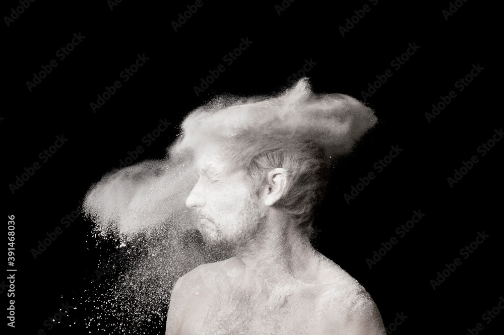 portrait of a guy in white powder portrait of a guy in white powder