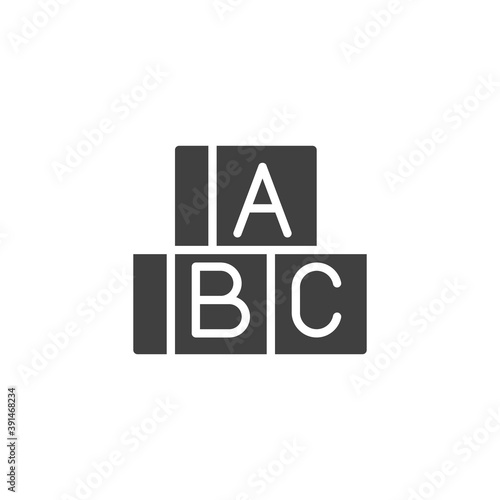 Alphabet cubes vector icon. filled flat sign for mobile concept and web design. ABC cube toy glyph icon. Symbol, logo illustration. Vector graphics